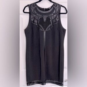 Buffalo by David Bitton Black Sleeveless Dress Mesh & Vegan Leather Size L